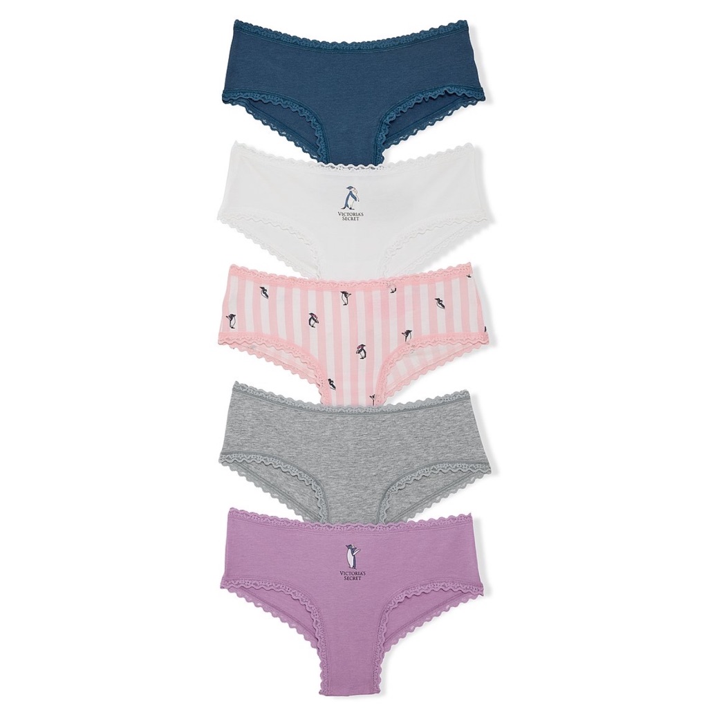 Victoria’s Secret 5-Pack Cotton Lace-Trim Cheeky